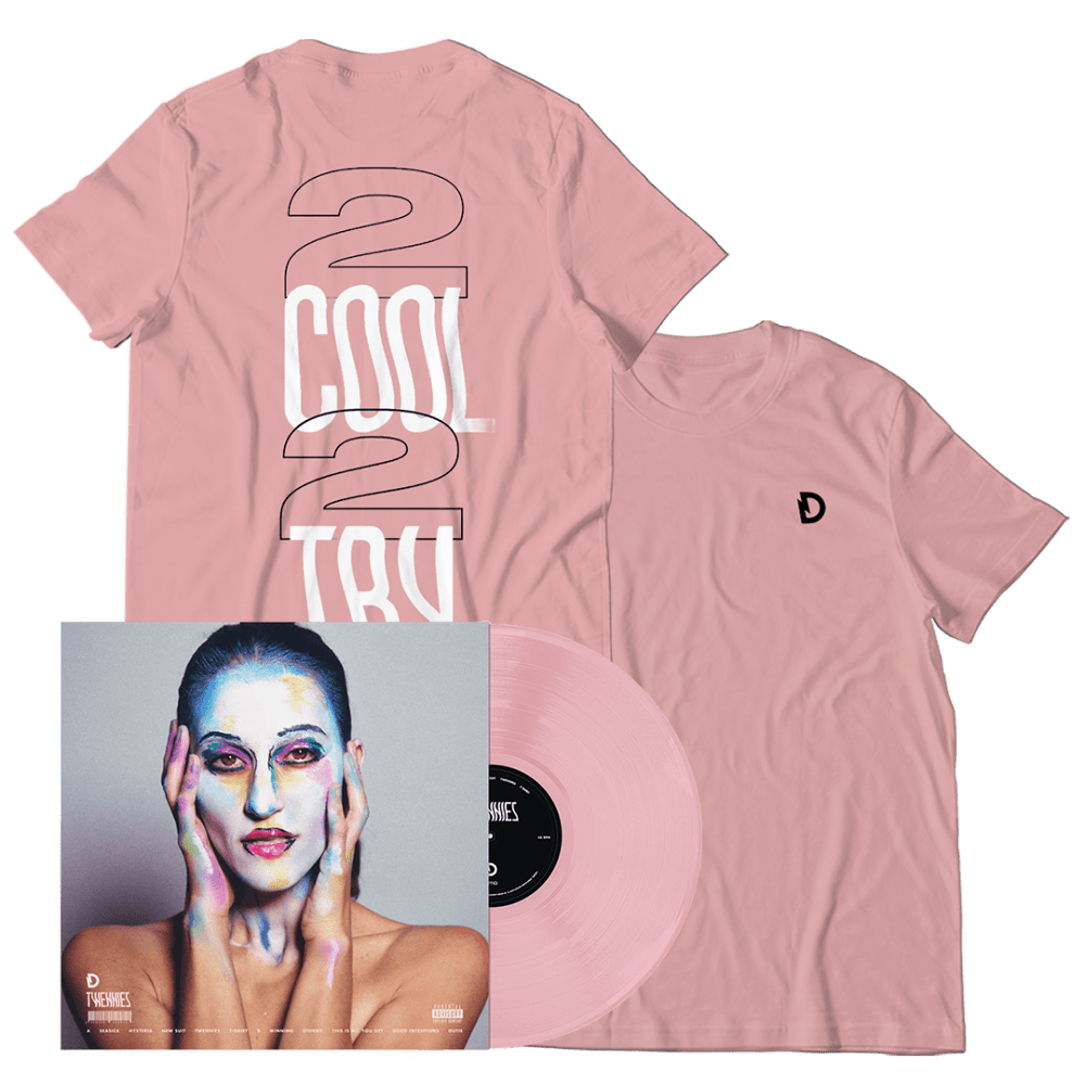 Dragonette - TWENNIES BABY PINK COLOUR VINYL W SIGNED POSTER-"2 COOL 2 TRY" T-SHIRT BUNDLE