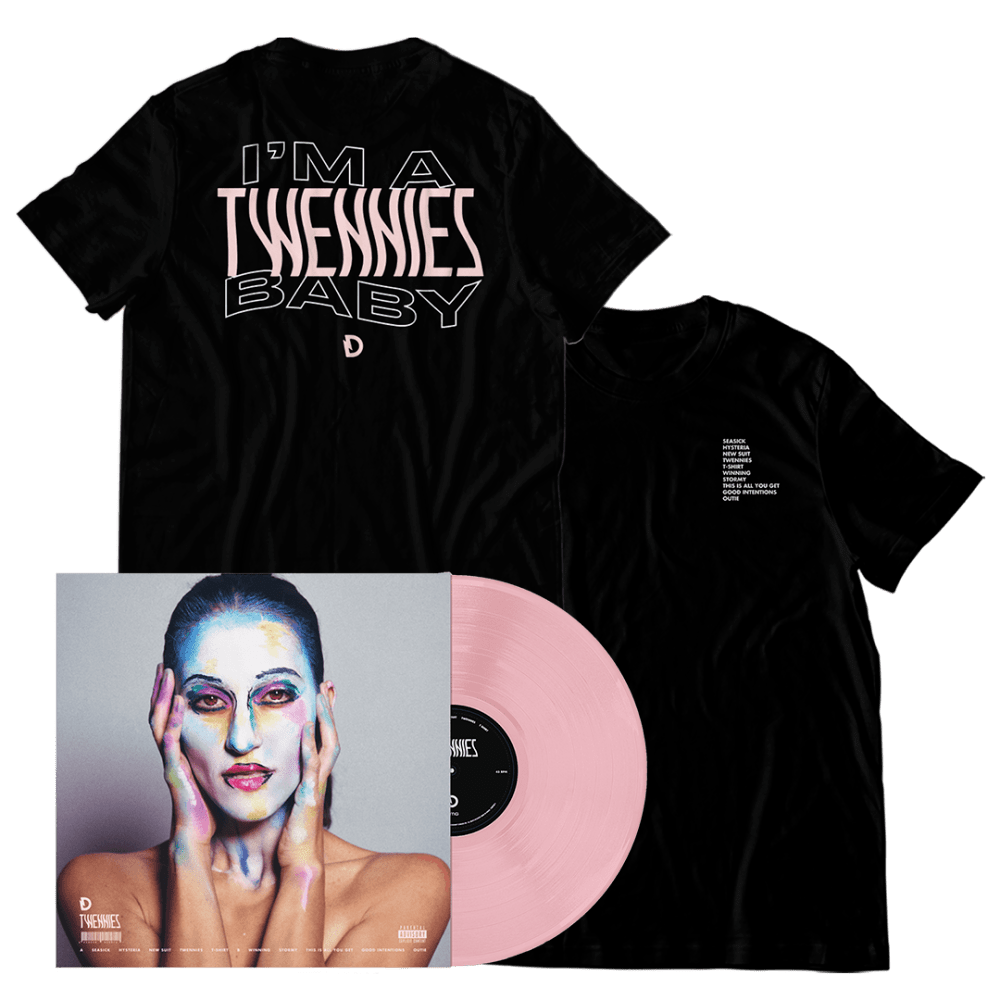 Dragonette - TWENNIES BABY PINK COLOUR VINYL W SIGNED POSTER-"IM A TWENNIES BABY" T-SHIRT BUNDLE