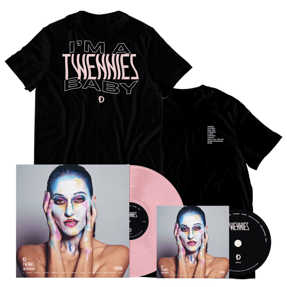 Dragonette - TWENNIES BABY PINK COLOUR VINYL W SIGNED POSTER-CD- "IM A TWENNIES BABY" T-SHIRT BUNDLE