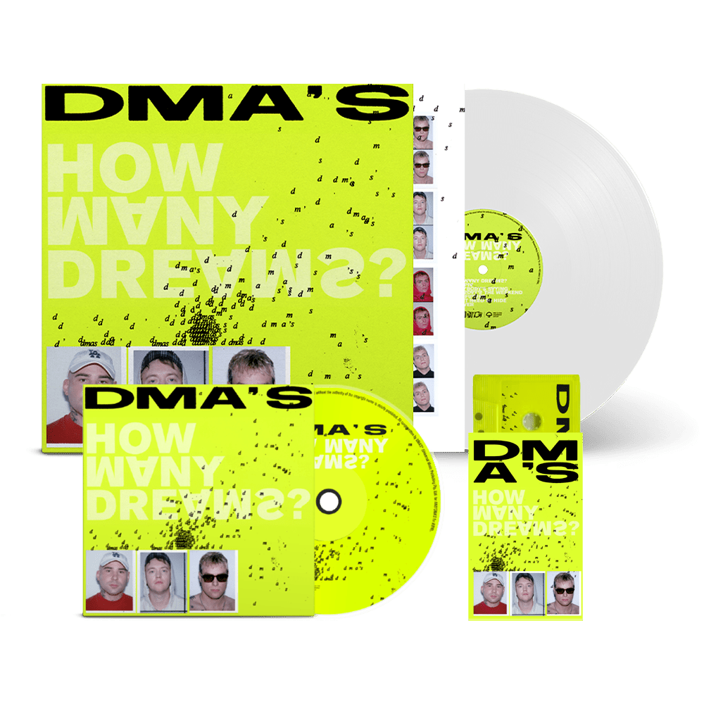 DMA'S - How Many Dreams Exclusive White LP in Neon Yellow Gatefold CD Album + Exclusive Jelly Yellow Cassette