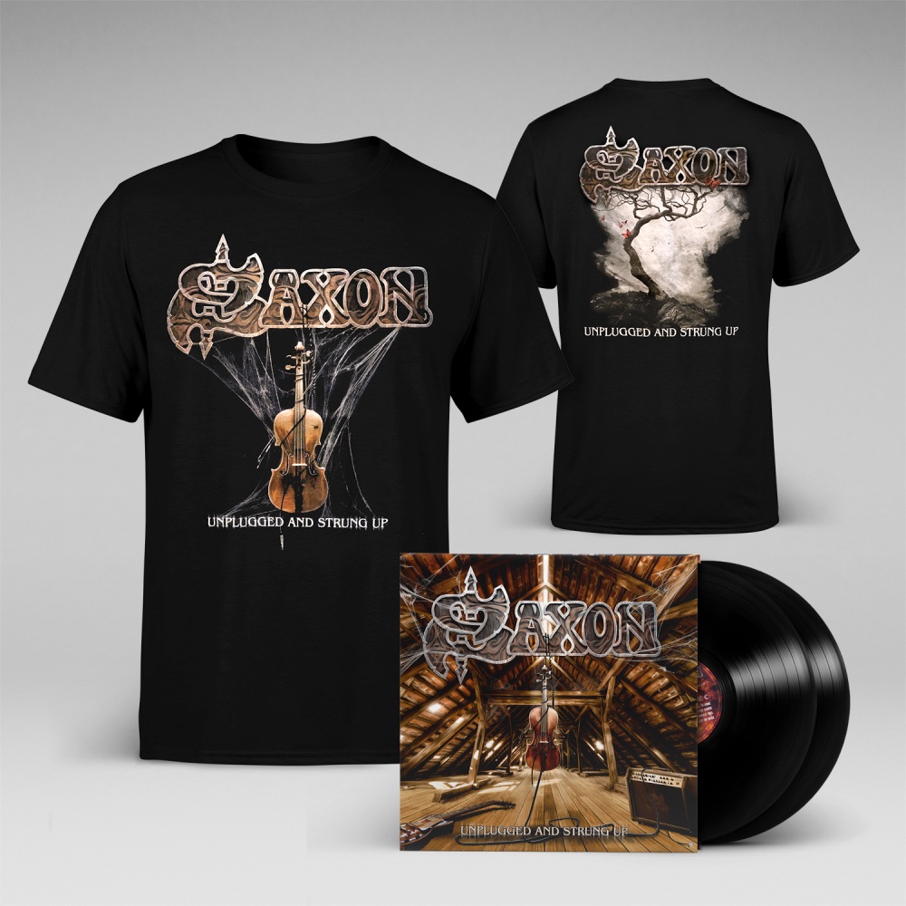 Saxon - Unplugged & Strung Up LP & T-Shirt