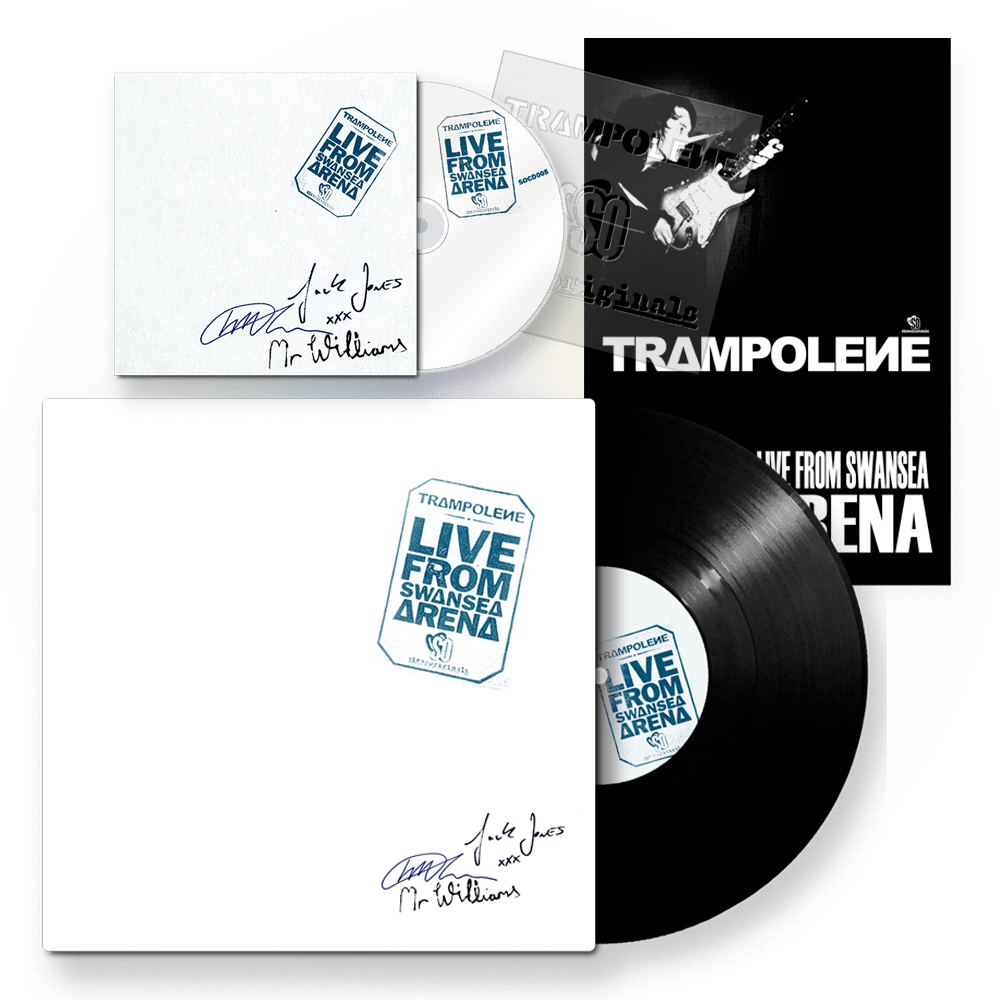 Trampolene Stencil - LIVE FROM SWANSEA ARENA Signed LP with Poster + Signed CD with Logo Stencil