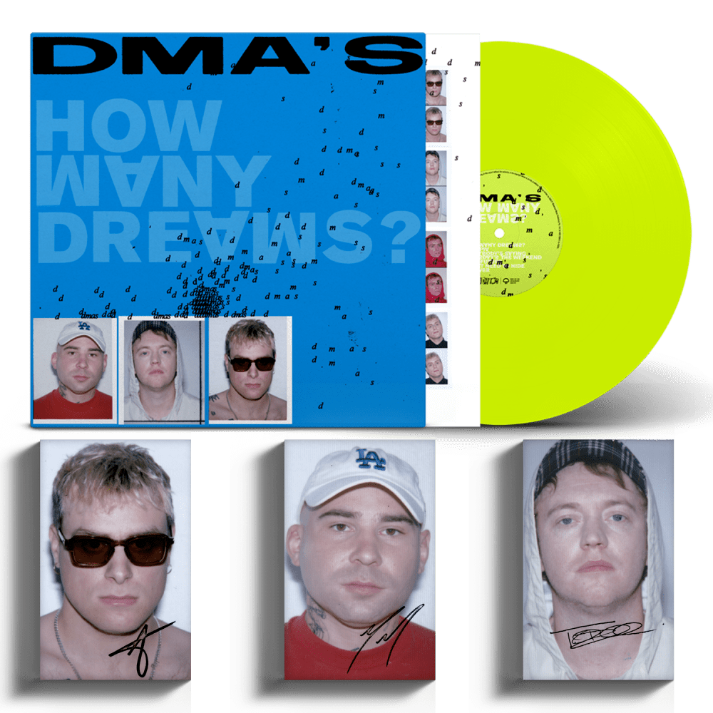 DMA'S - How Many Dreams Exclusive Neon Yellow LP in Alternate Blue Gatefold + All 3 Signed Individual Band Member Cassettes