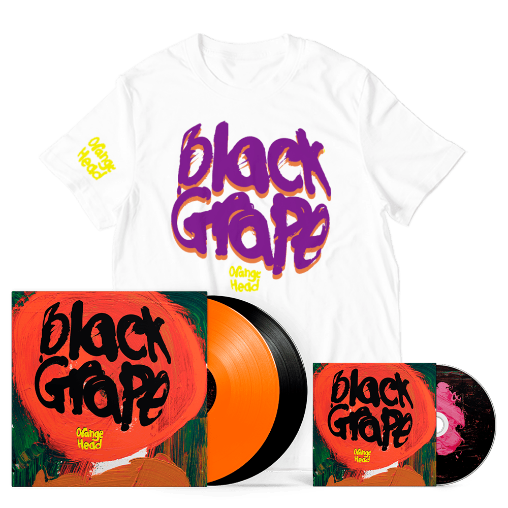 Black Grape – Orange Head Limited Edition Orange & Black 2LP Vinyl + Deluxe CD + White T-Shirt + Postcard Set (Signed)