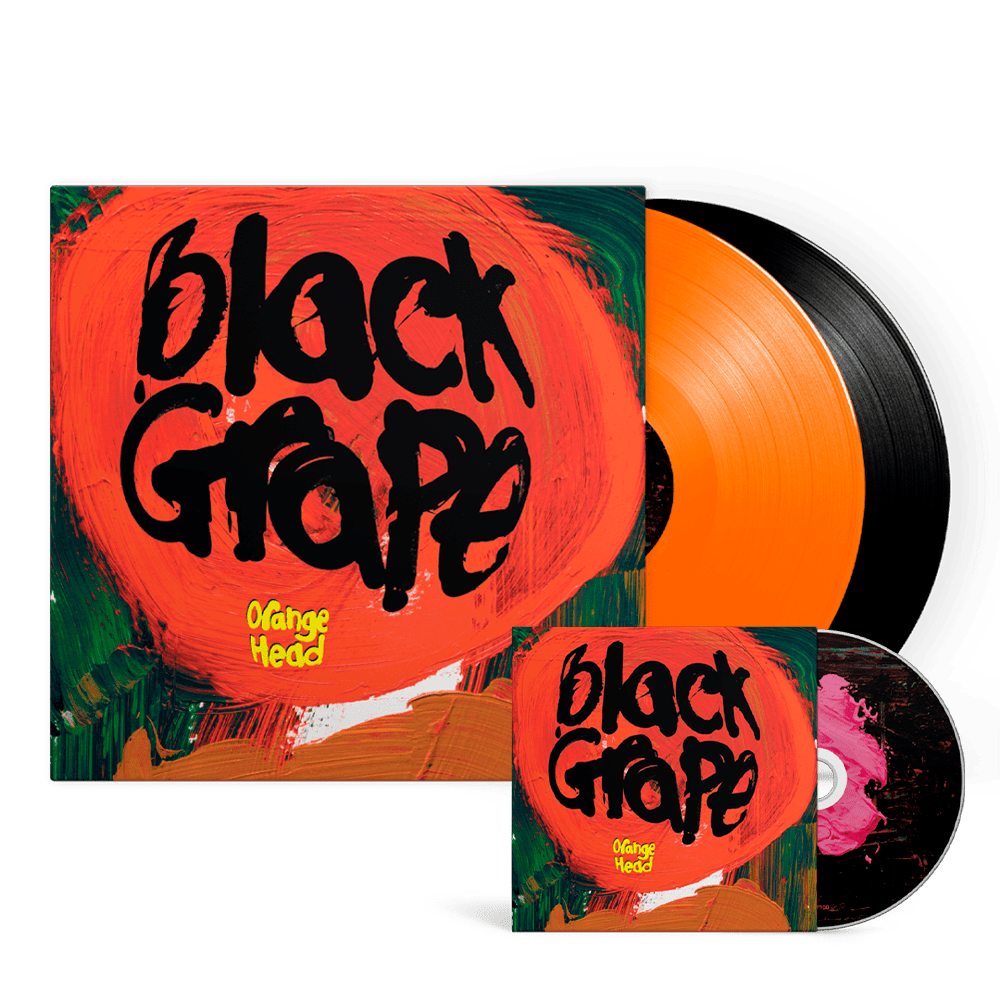 Black Grape Signed – Orange Head Limited Edition Orange & Black 2LP Vinyl + Deluxe-CD + Postcard Set Signed