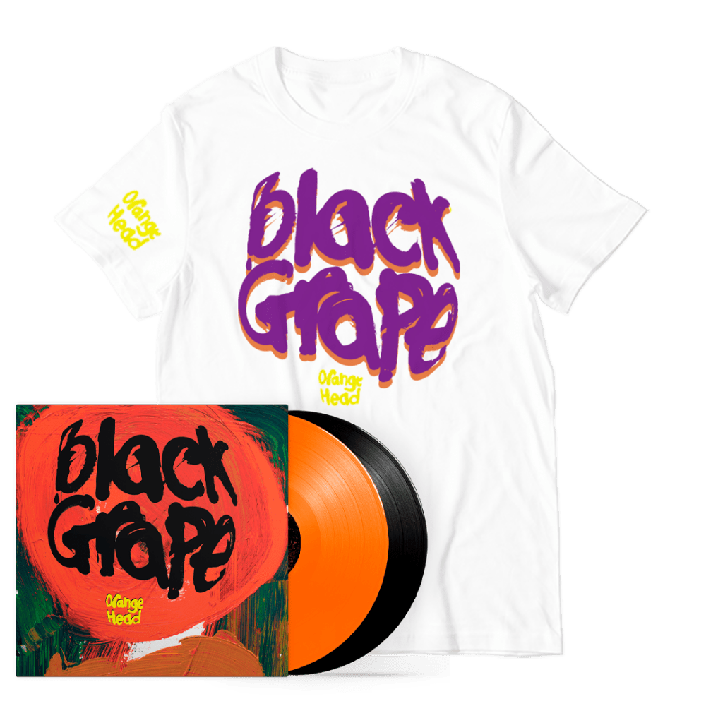 Black Grape – Orange Head Limited Edition Orange & Black 2LP Vinyl-White T-Shirt-Postcard Set Signed