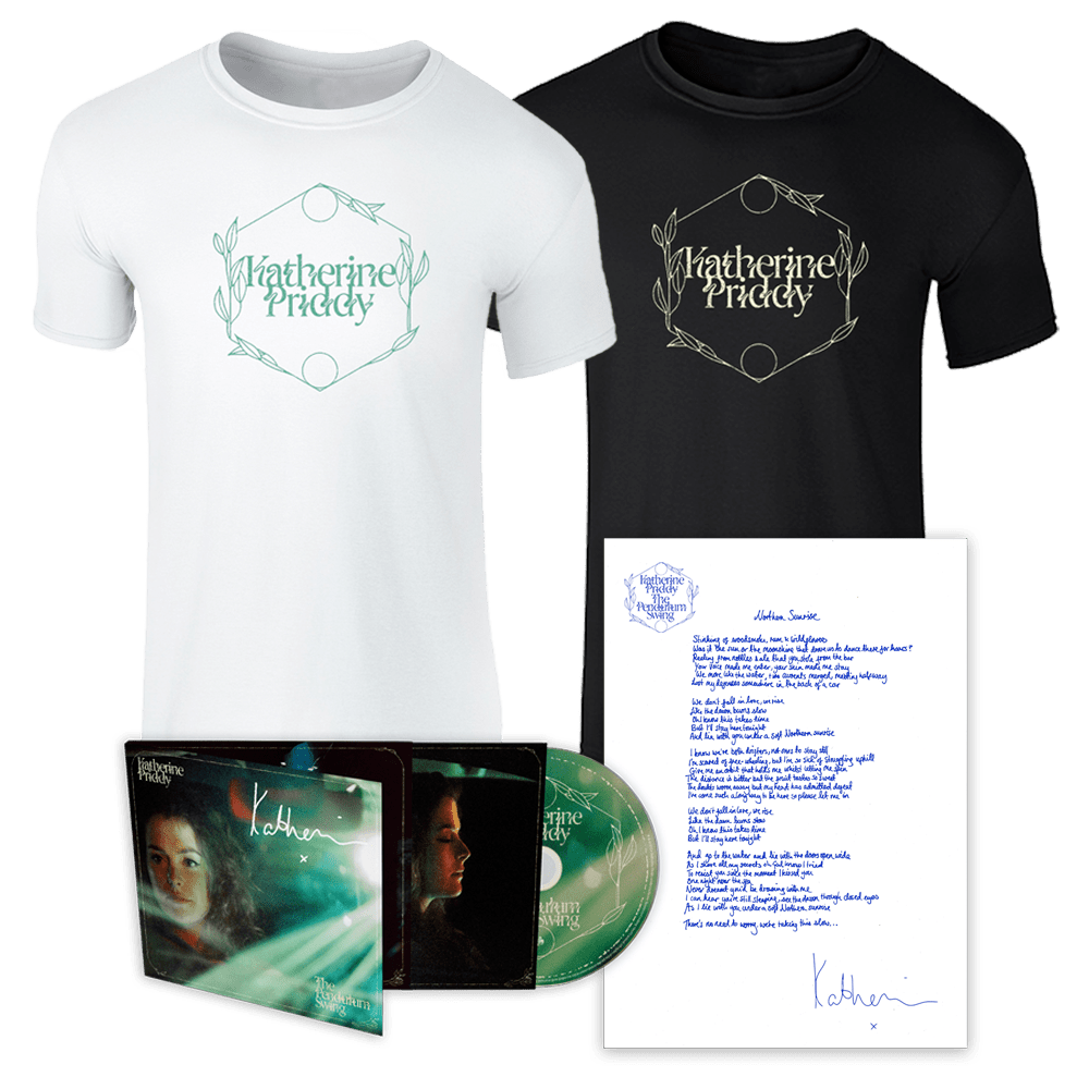 Katherine Priddy Sheet - The Pendulum Swing Signed CD + Logo Tee Includes Free Signed Lyric Sheet