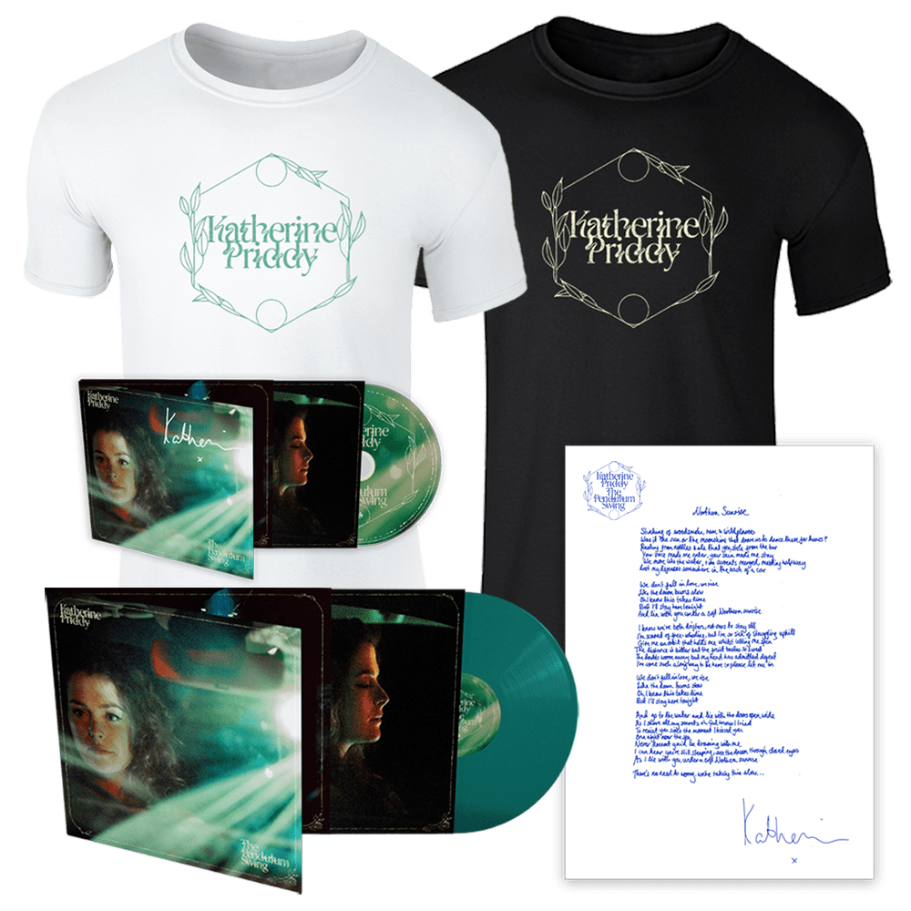 Katherine Priddy Sheet - The Pendulum Swing Signed CD + Green Vinyl + Logo Tee Includes Free Signed Lyric Sheet