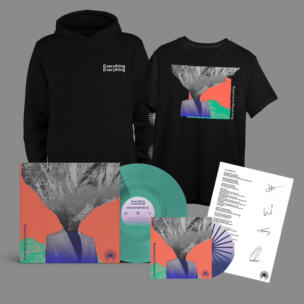 Everything Everything Sheet - Mountainhead CD + Mountainhead Pleasant Land Green + T-Shirt Black - White + Hoodie Inc Signed Lyric Sheet