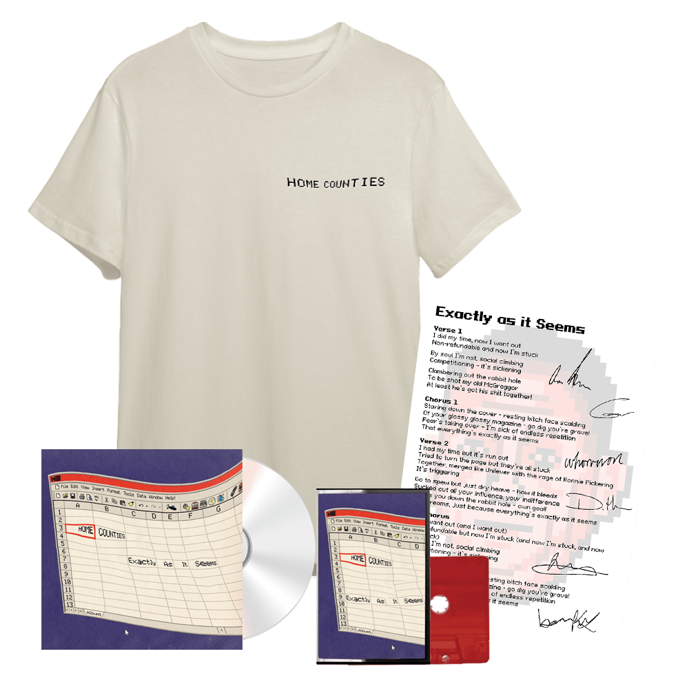 Home Counties – Exactly As It Seems Limited Edition Tape Cassette + CD Album + Uptight T-Shirt