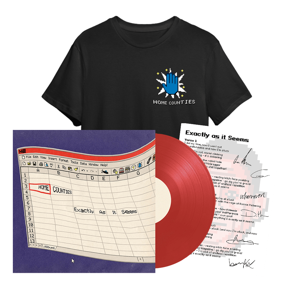 Home Counties - Exactly As It Seems Exclusive Red-Vinyl LP-Push Comes To Shove T-Shirt