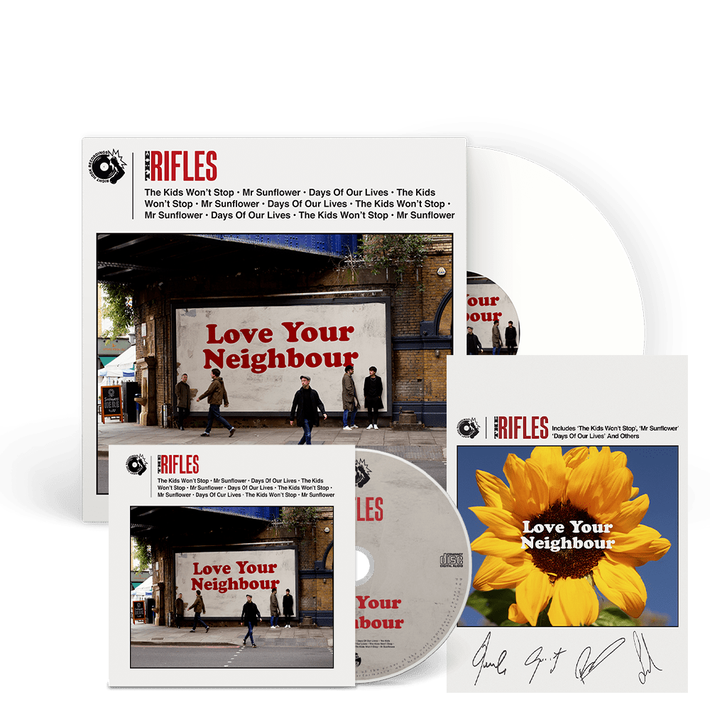 The Rifles Print – Love Your Neighbour Limited Edition White Vinyl + CD + Signed A4 Print