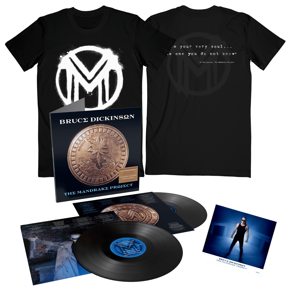 Bruce Dickinson T-Shirt - The Mandrake Project Black Vinyl Edition + Dr. Necropolis T-Shirt