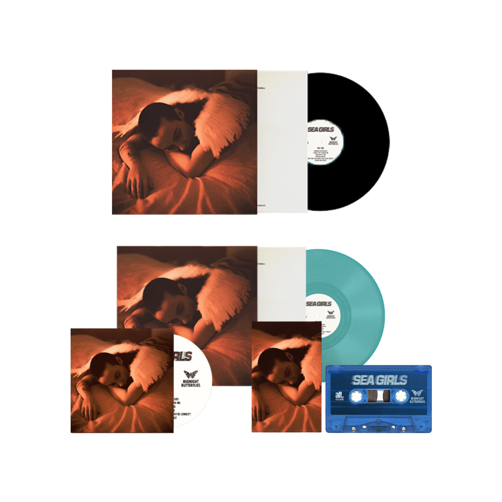 Sea Girls - Midnight Butterflies Petrol Coloured-Black Vinyl-CD-Blue Cassette