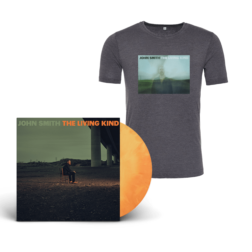 John Smith - The Living Kind Alternate Artwork Galaxy Orange Signed Vinyl + T-Shirt