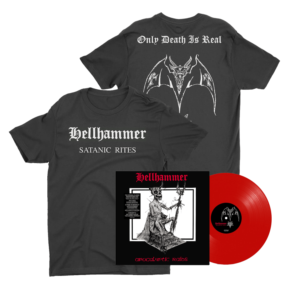 Hellhammer - Apocalyptic Raids Red-Vinyl-Satanic Rites T-Shirt