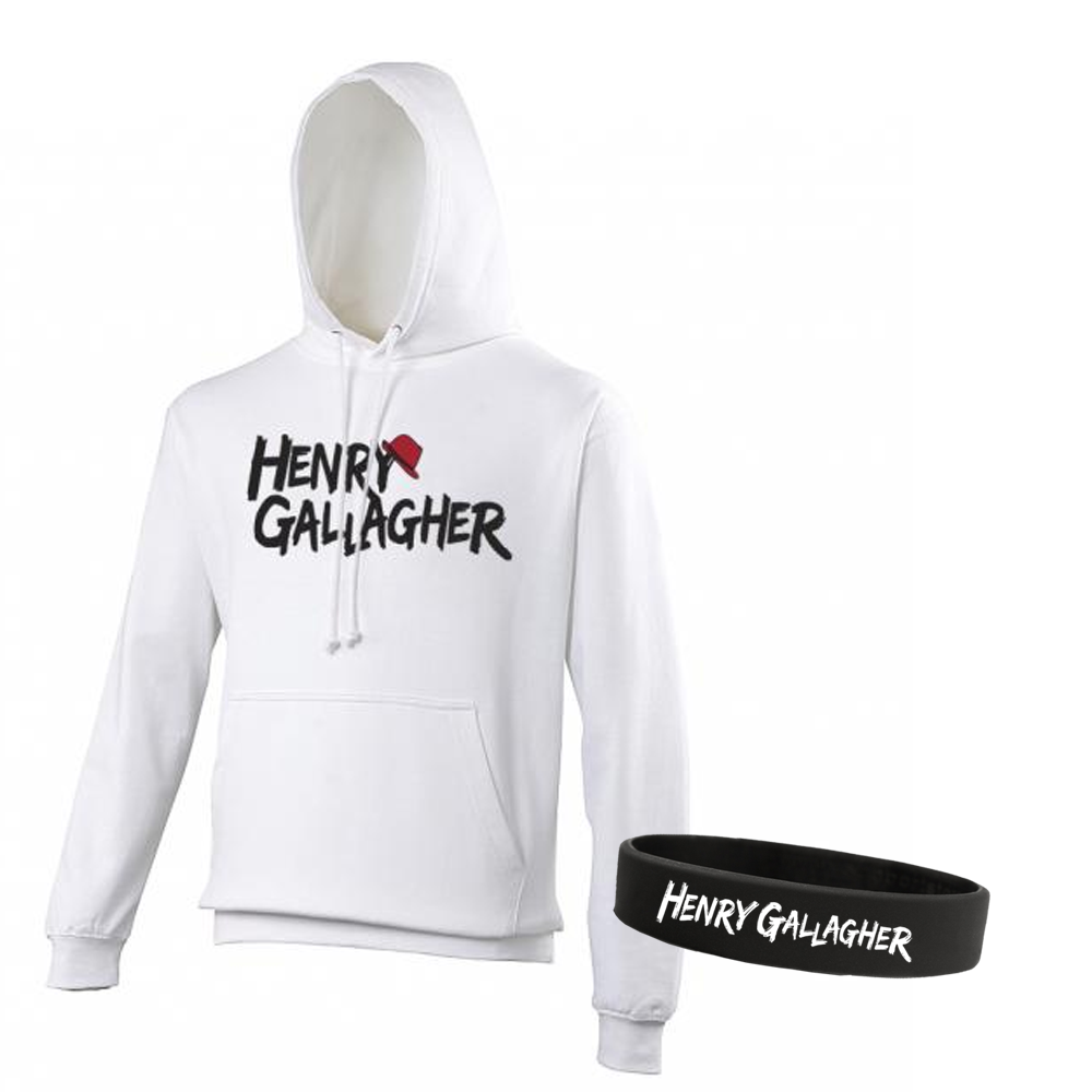 Henry Gallagher - Henry Gallagher Logo White Hoodie + Wristband