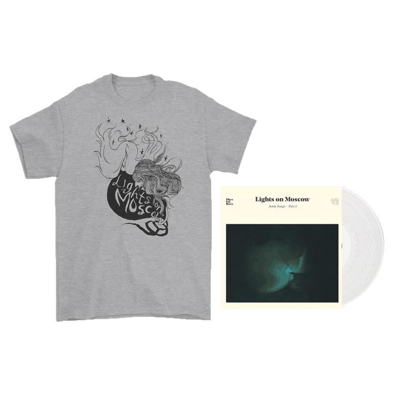 Lights On Moscow - Aorta Songs - Grey T-shirt & Clear heavyweight Vinyl Bundle (Ltd)