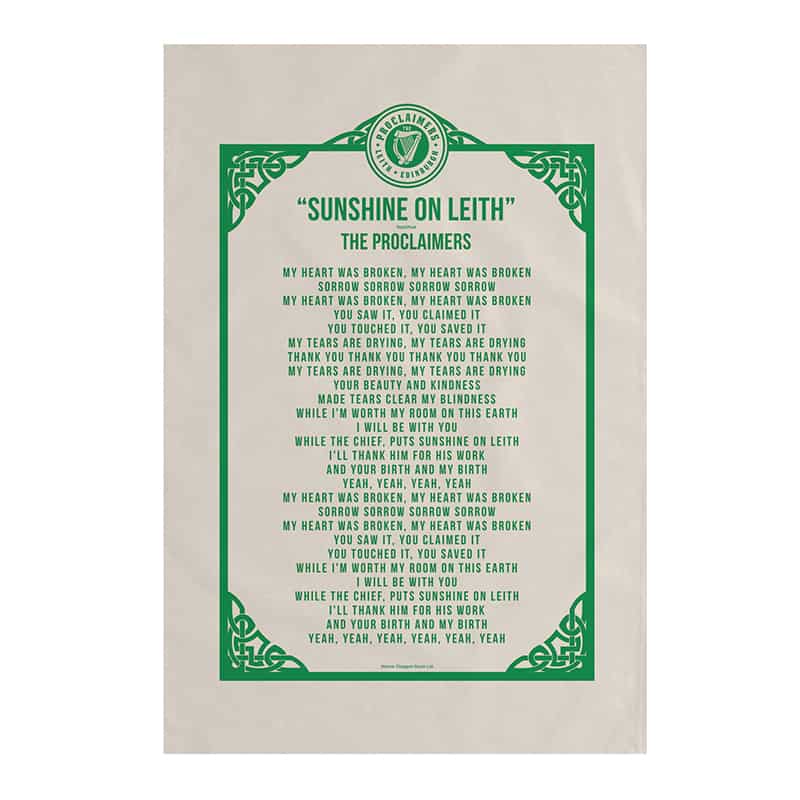 The Proclaimers  - Sun Shine On Leith Lyric Tea Towel