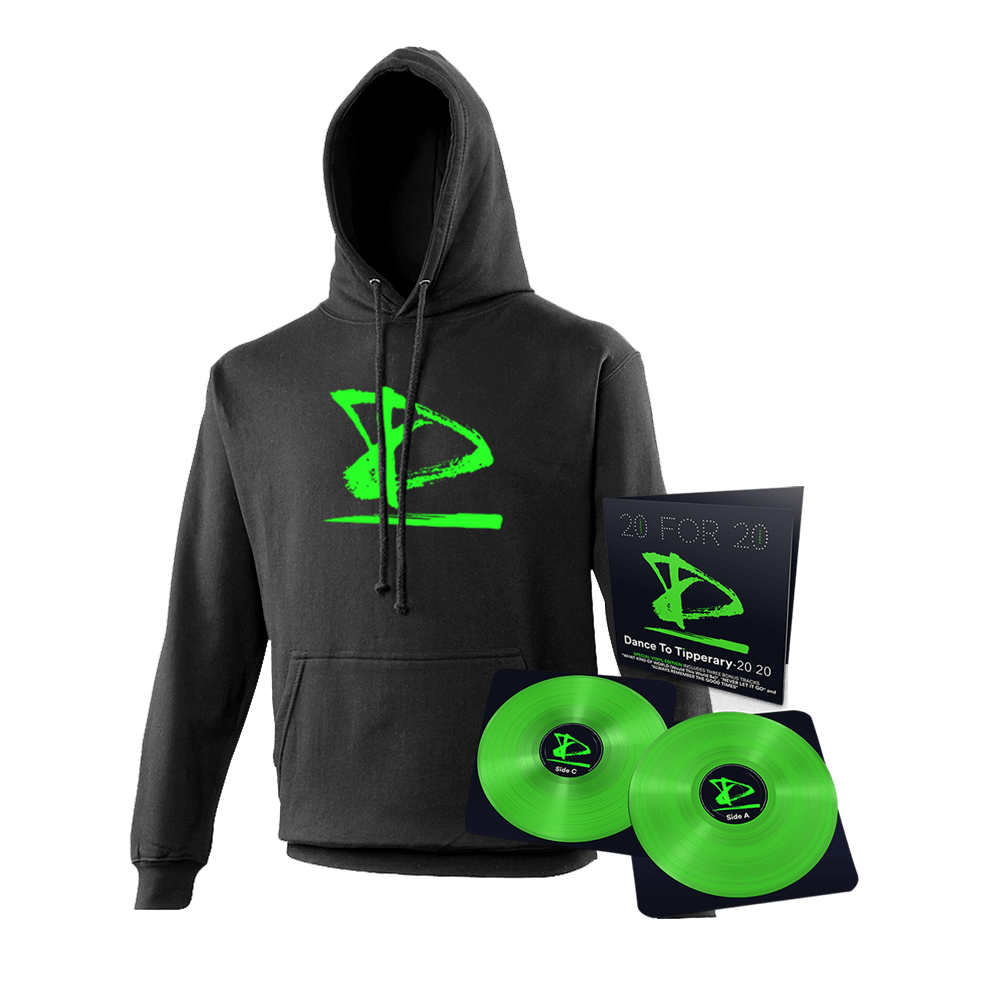 Dance to Tipperary - Logo Hoodie + 20 For 20 Special Edition Bright Green Double-Vinyl