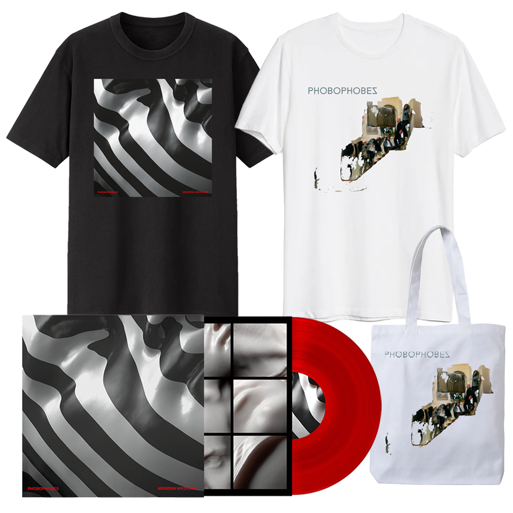 Phobophobes - Modern Medicine Red Vinyl + Black T-Shirt + White T-Shirt + Tote Bag