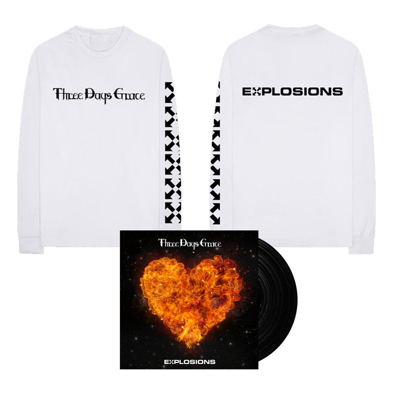 Three Days Grace - EXPLOSIONS Black 140g Vinyl + Long Sleeve T-Shirt