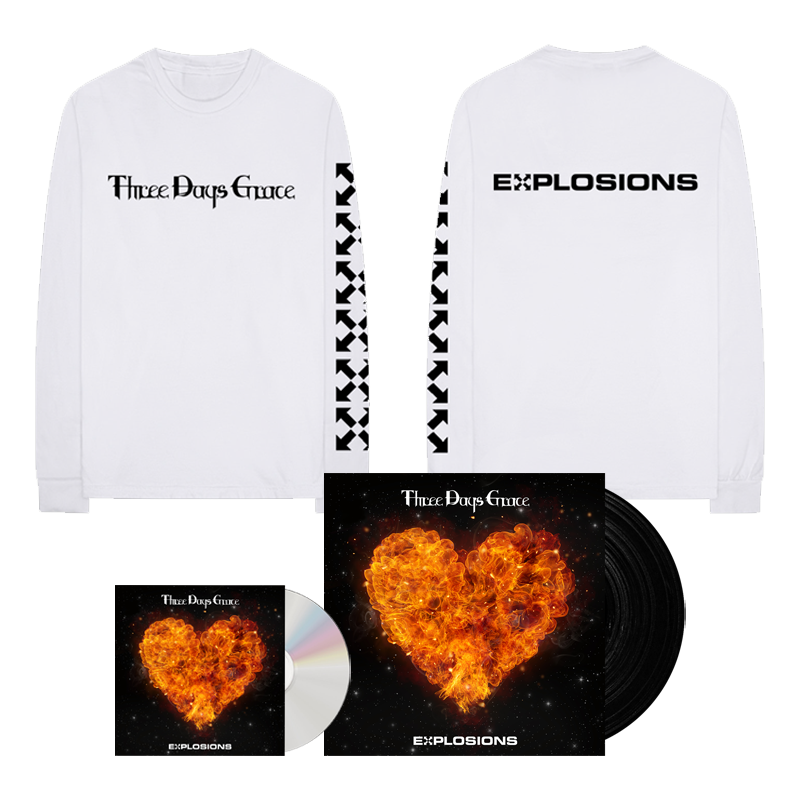 Three Days Grace - EXPLOSIONS CD + Black 140g Vinyl + Long Sleeve T-Shirt