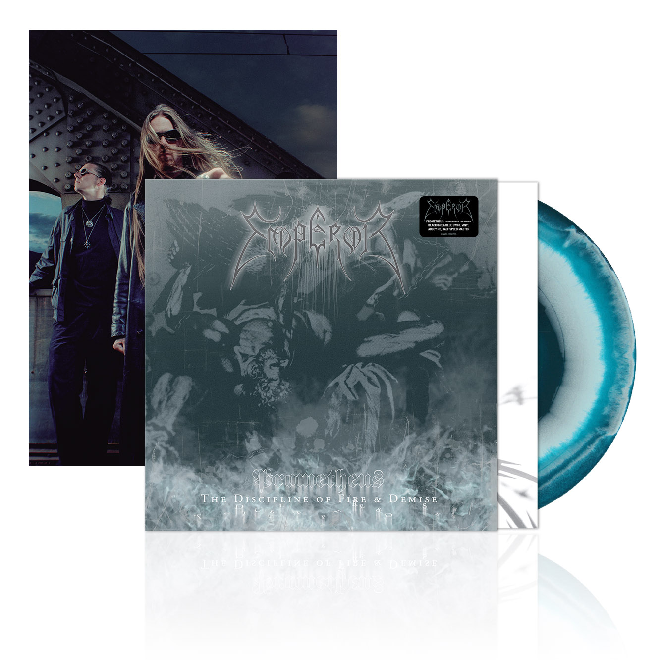 Emperor - Prometheus Discipline Of Fire & Demise Half Speed Master Black, Grey & White Swirl with Blue Vinyl LP