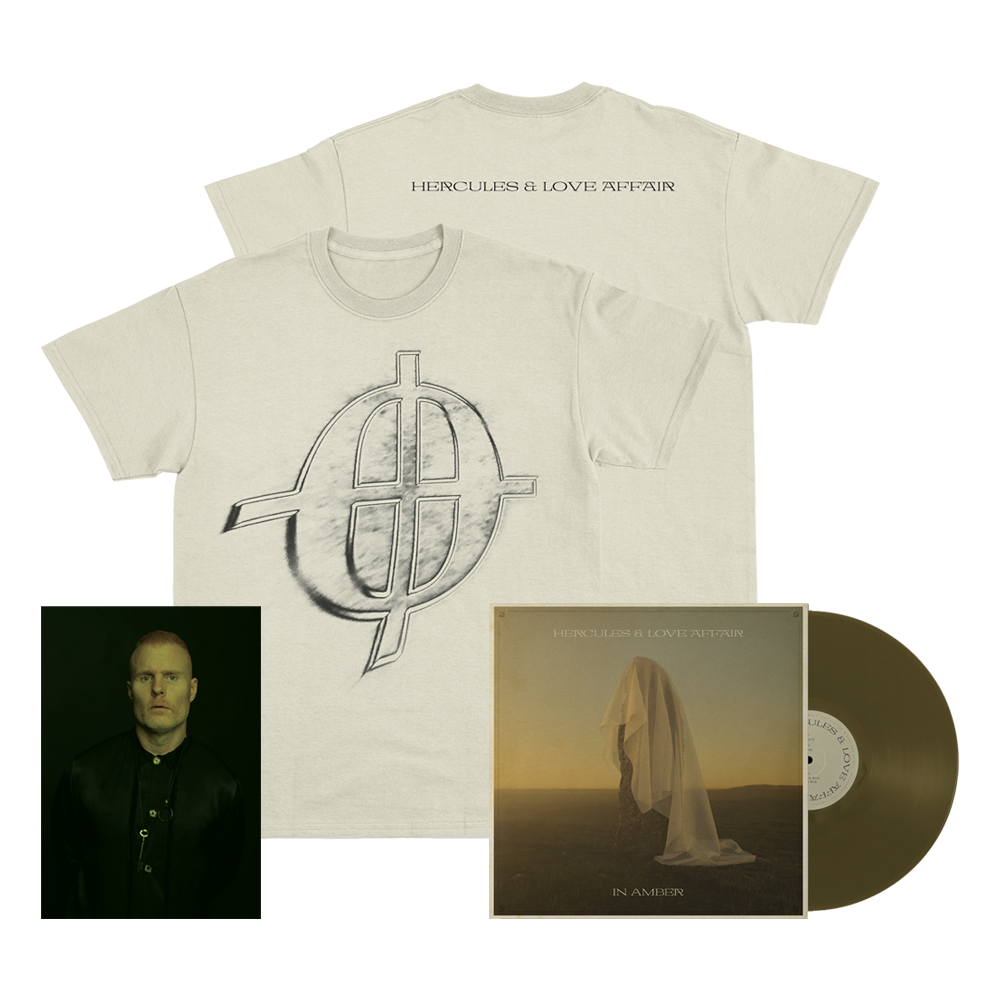 Hercules & Love Affair – In Amber Limited Edition Transparent Amber Double Vinyl (Exclusive) + Coda Cream T-Shirt + Signed Print