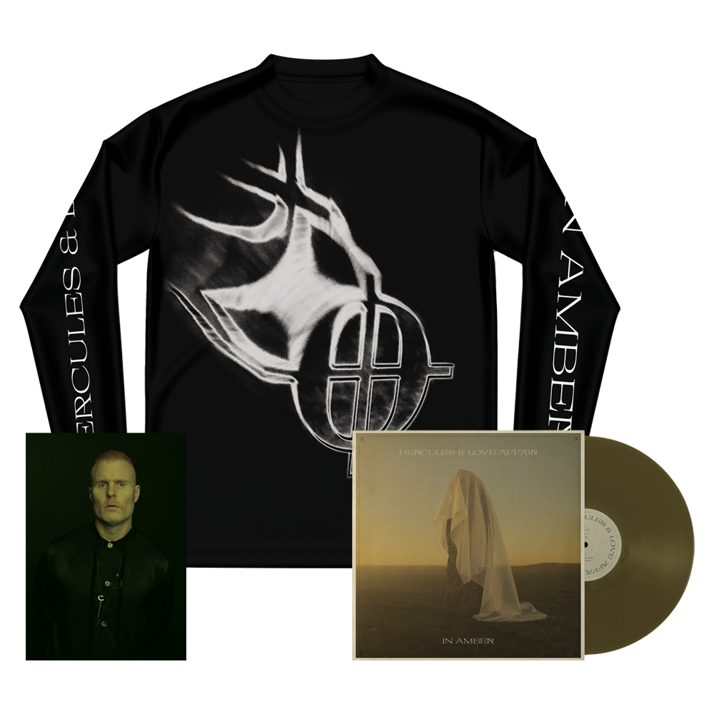 Hercules & Love Affair – In Amber Limited Edition Transparent Amber Double-Vinyl Exclusive + Flying Coda Black Long Sleeve + Signed Print