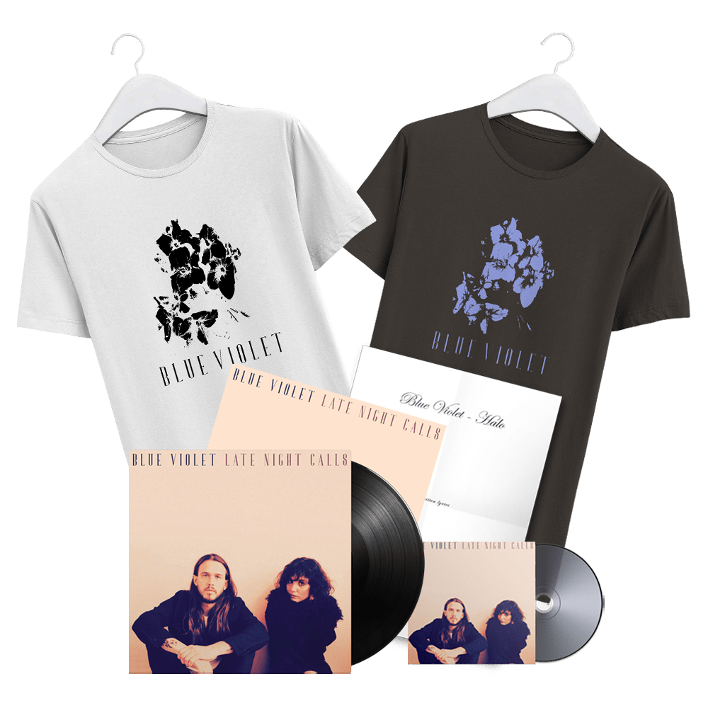 Blue Violet - Late Night Calls Heavyweight Vinyl & Signed Artwork Print, Signed CD, T-Shirt and Handwritten Lyric Print