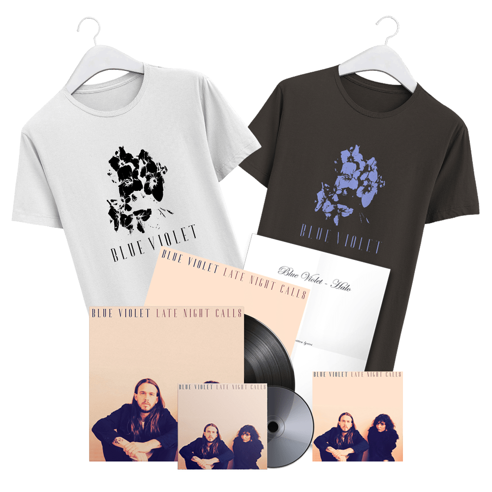 Blue Violet - Late Night Calls Heavyweight Vinyl & Signed Artwork Print, Signed CD, T-Shirt, Download and Handwritten Lyric Print