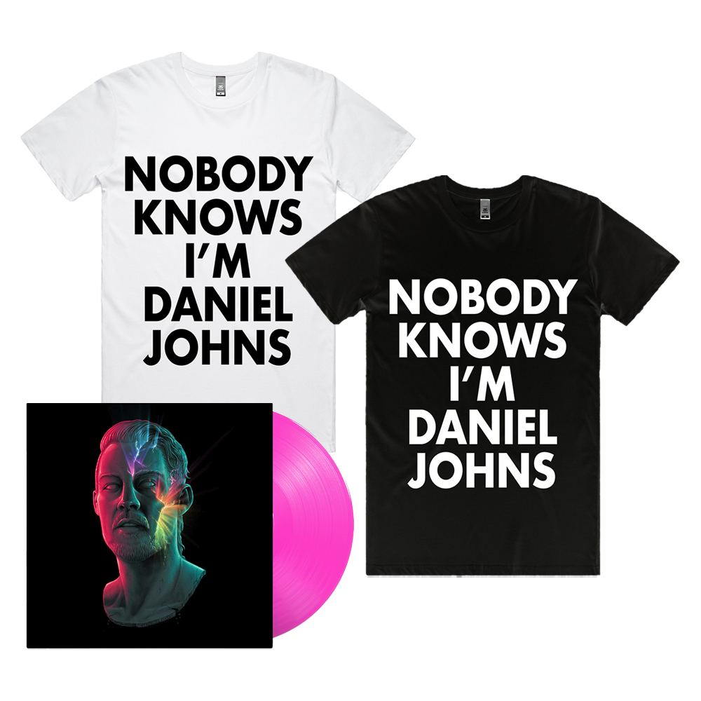 Daniel Johns - FutureNever Hot Pink Vinyl-Nobody Knows Im Daniel Johns WhiteBlack T-Shirt