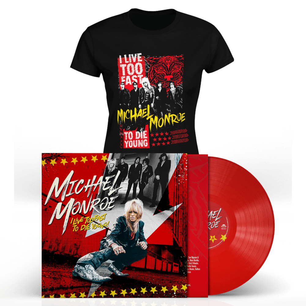 Michael Monroe - I Live Too Fast to Die Young Red-Vinyl & Fitted Ladies T-Shirt