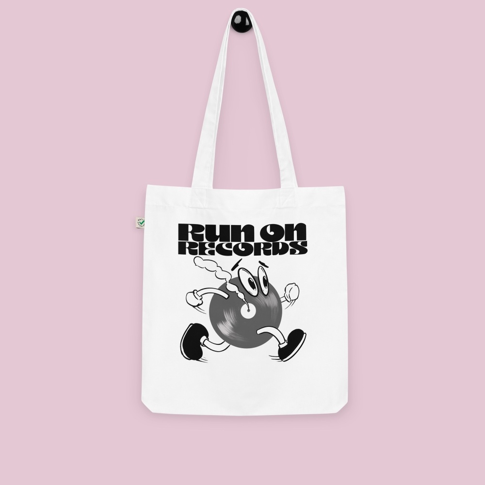 Run On Records - White Graphic Tote