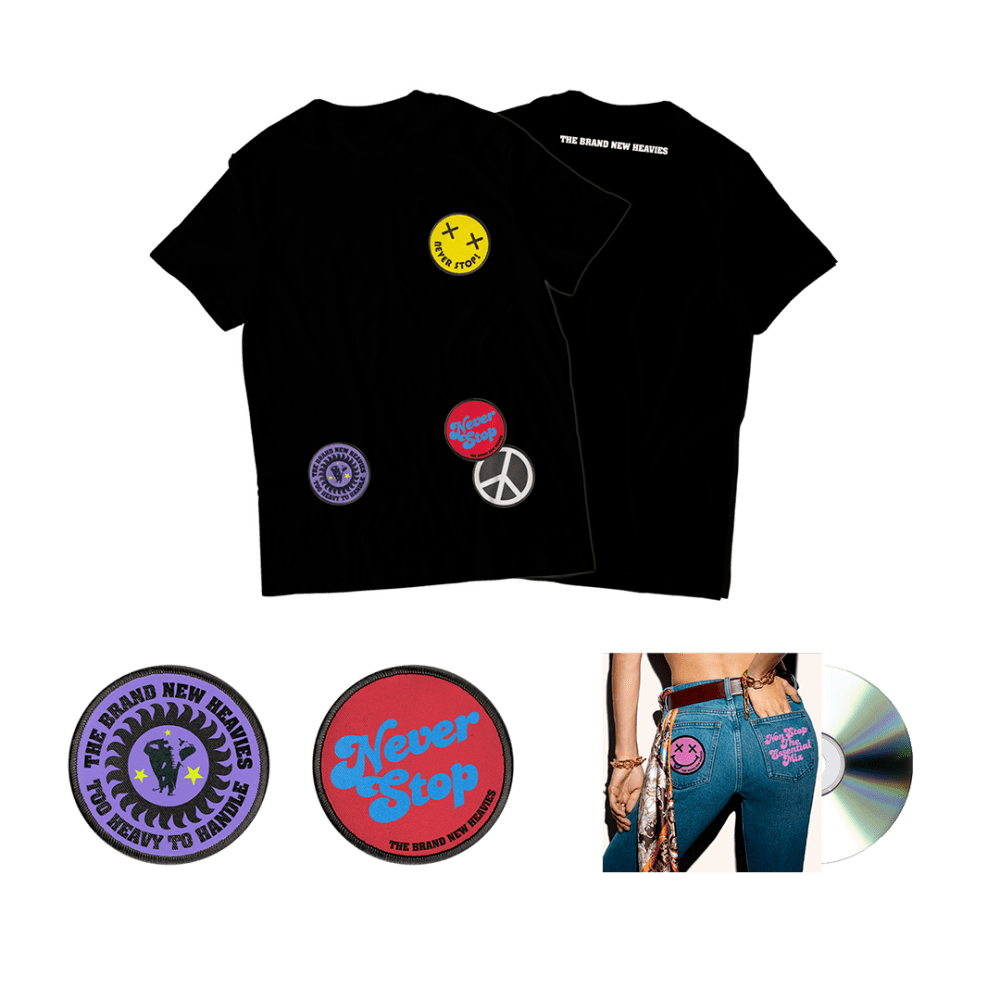 The Brand New Heavies - Never Stop T-Shirt, Patch Set + Bonus CD