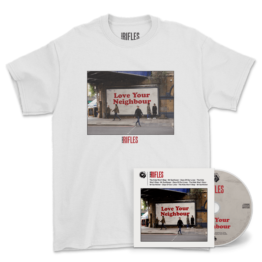 The Rifles - Love Your Neighbour Artwork White T-Shirt + CD