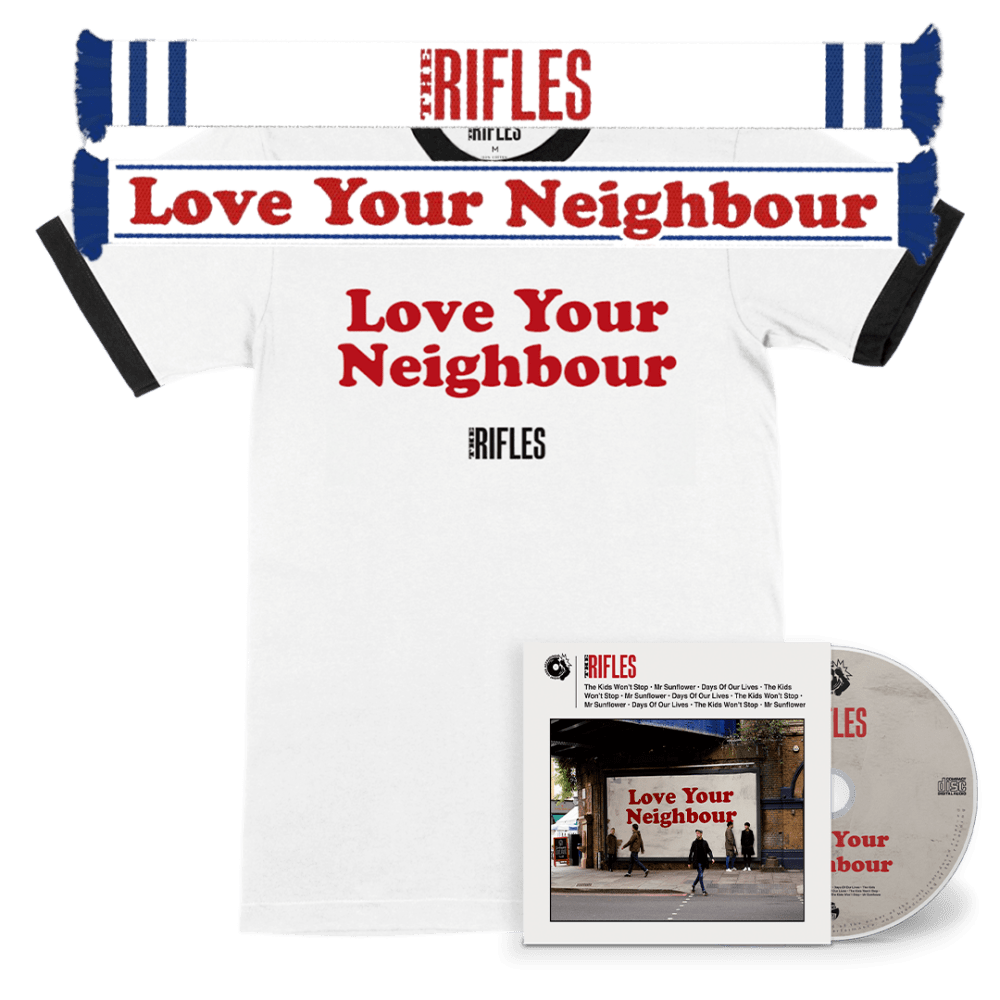 The Rifles - Love Your Neighbour Ringer T-Shirt + Scarf + CD