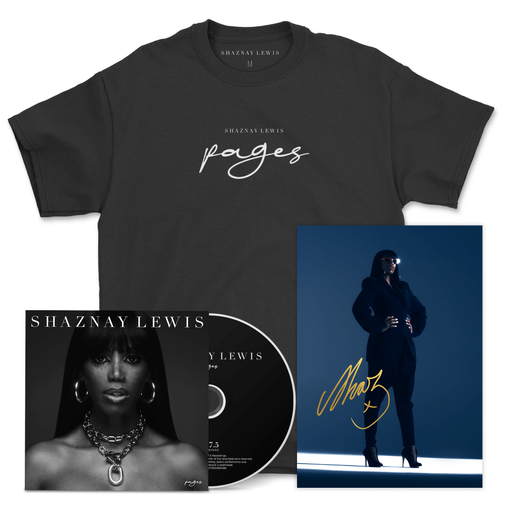 Shaznay Lewis - Pages CD + T-Shirt Bundle (Inc Signed Print)