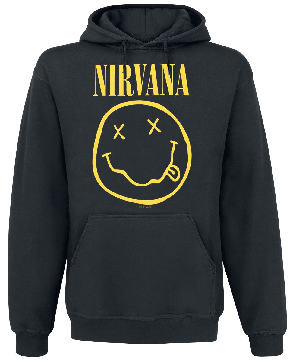 Nirvana Hooded sweater - Smiley - S to XXL - for Men - black - 80% cotton, 20% polyester Hooded sweaters & -jackets Band Merchandise