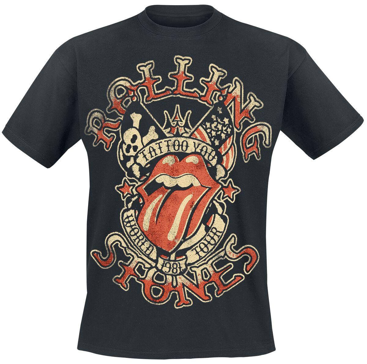 The Rolling Stones T-Shirt - Tattoo You Tour - M to 3XL - for Men - black - 100% cotton T-Shirts Band Merchandise