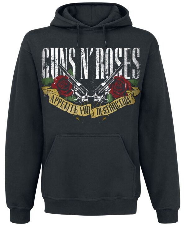 Guns N' Roses Hooded sweater - Appetite For Destruction - Banner - S to XXL - for Men - black - 80% cotton, 20% polyester Hooded sweaters & -jackets Band Merchandise