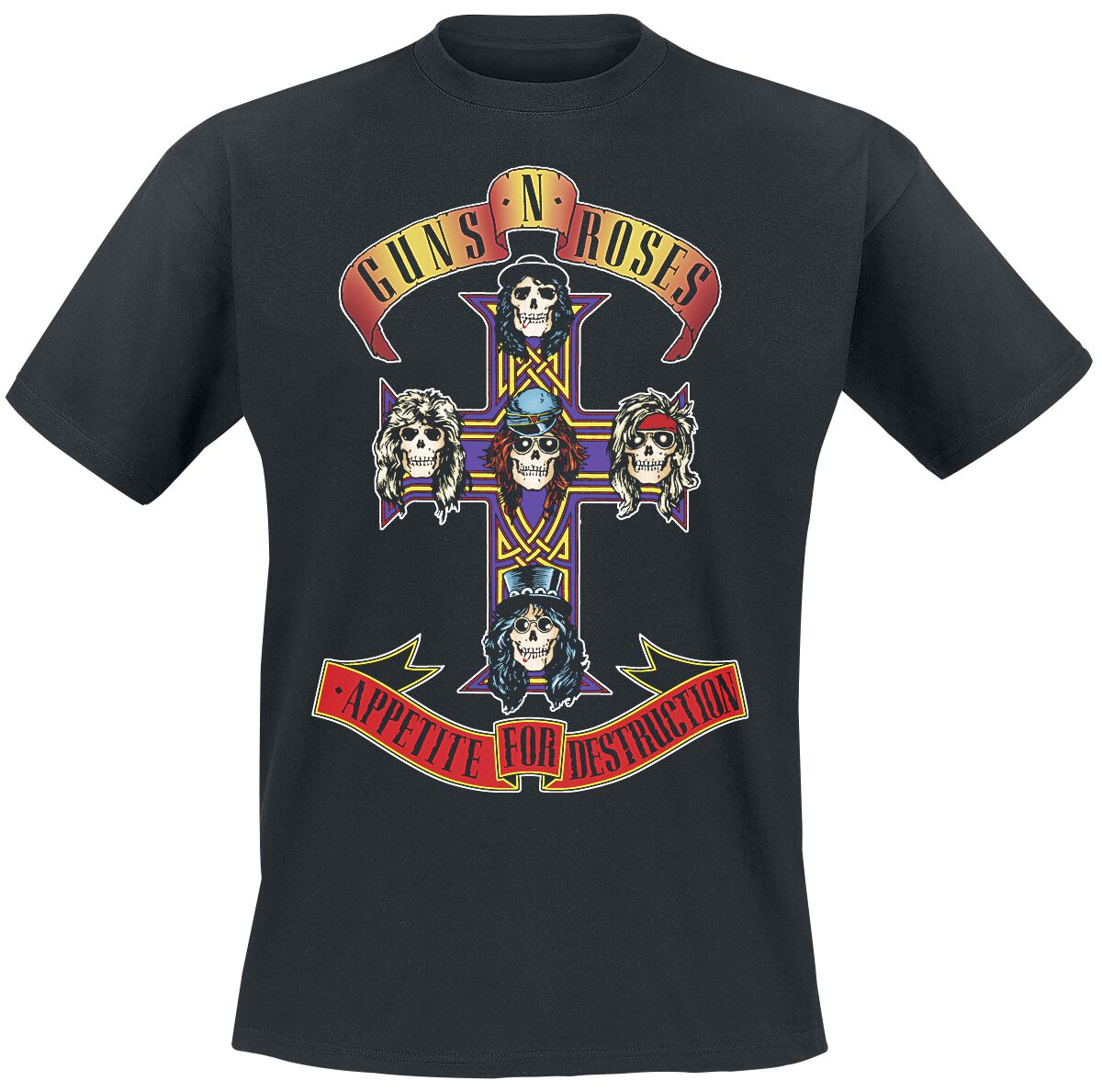 Guns N' Roses T-Shirt - Appetite For Destruction - Cover - S to 4XL - for Men - black - 100% cotton T-Shirts Band Merchandise