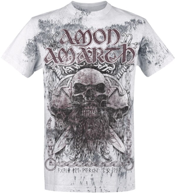 Amon Amarth T-Shirt - Beardskulls - M to 4XL - for Men - light grey - 100% cotton T-Shirts Band Merchandise - Image 1