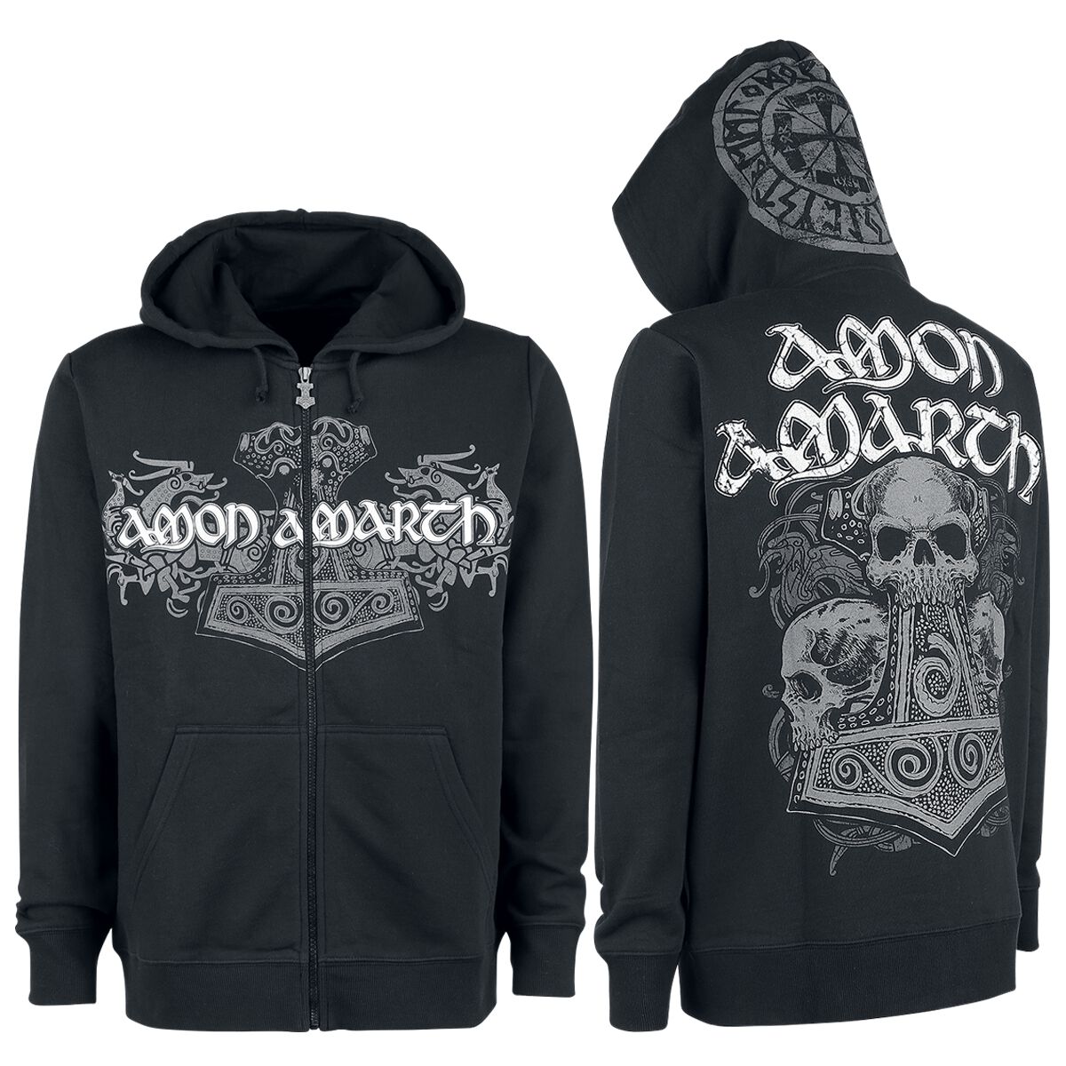 Amon Amarth Hooded zip - Thorhammer - S to 5XL - for Men - black - 70% cotton, 30% polyester Hooded sweaters & -jackets Band Merchandise