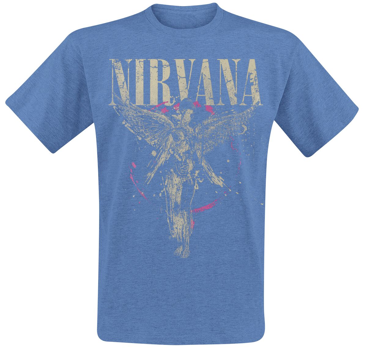 Nirvana T-Shirt - In Utero - S to XXL - for Men - mottled blue - 50% cotton, 50% polyester T-Shirts Band Merchandise