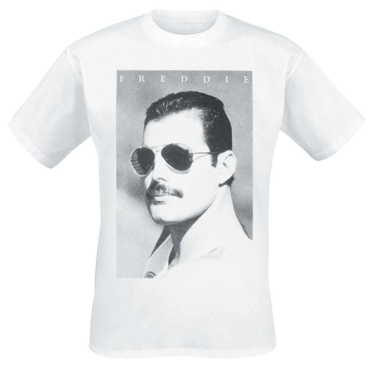 Queen T-Shirt - Freddie Mercury - Sunglasses - S to XXL - for Men - white - 100% cotton T-Shirts Band Merchandise