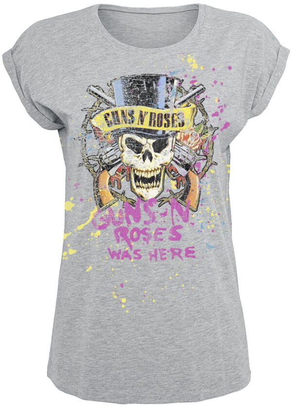 Guns N' Roses T-Shirt - Top Hat Splatter - S to 5XL - for Women - mottled grey - 90% cotton, 10% viscose T-Shirts Band Merchandise - Image 1