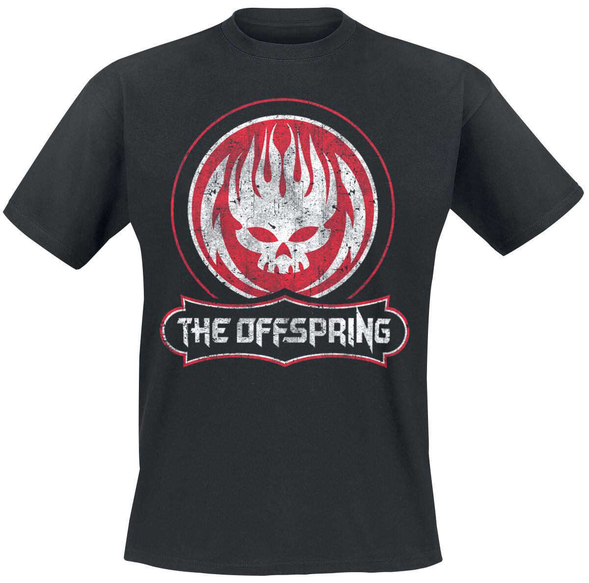 The Offspring T-Shirt - Distressed Skull - S to XXL - for Men - black - 100% cotton T-Shirts Band Merchandise