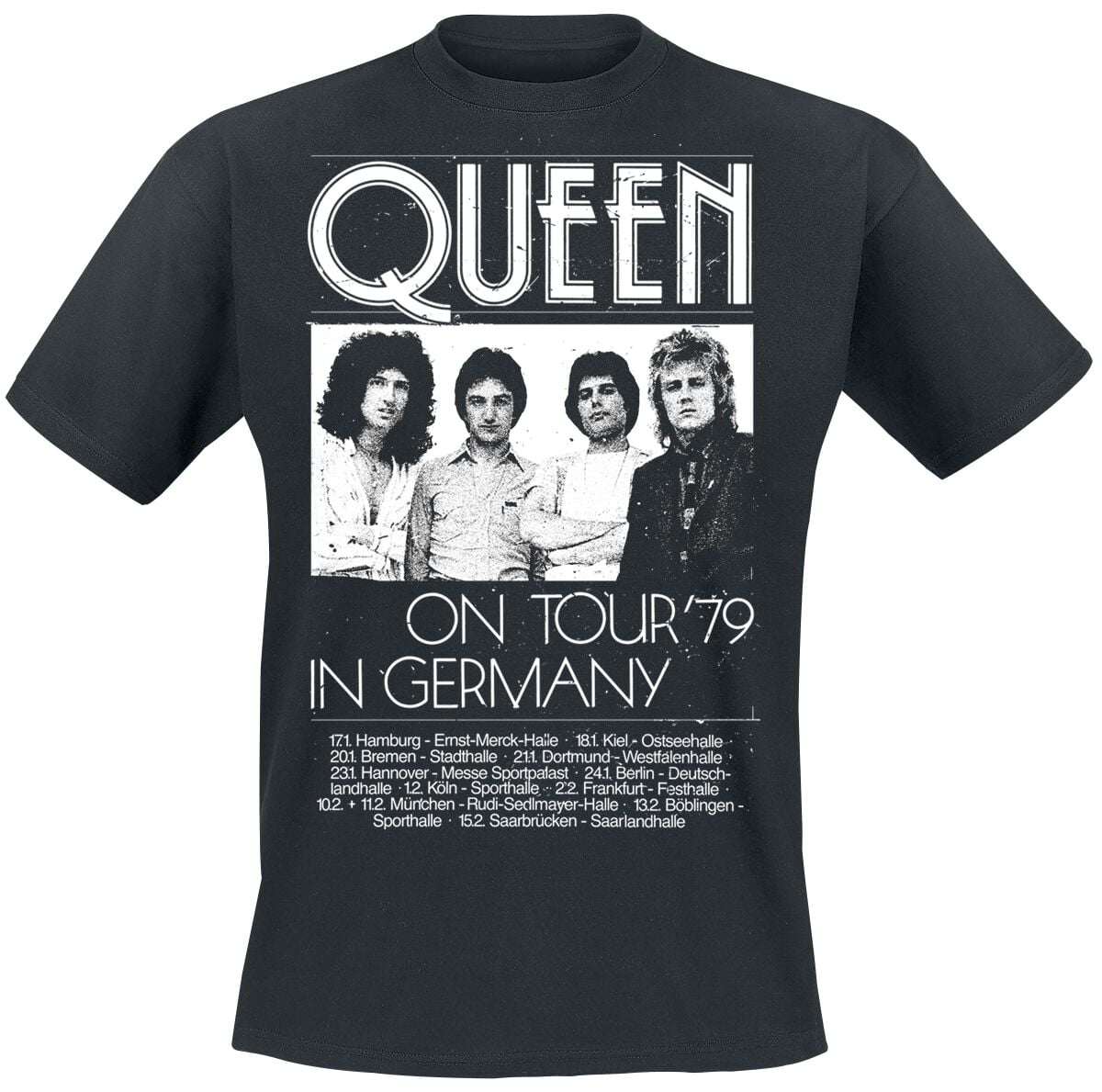 Queen T-Shirt - Germany Tour 79 - S to XXL - for Men - black - 100% cotton T-Shirts Band Merchandise